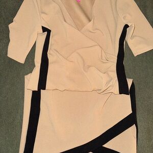 Elegant Beige and Black Women's Dress